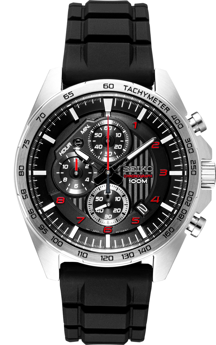 Seiko chronograph black dial men's watch discount