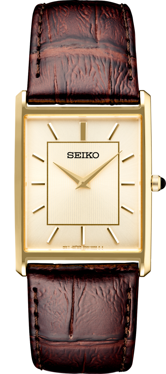 Seiko quartz watch leather strap sales