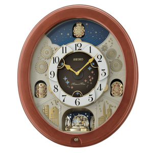 音楽機能付き掛時計 SEIKO 楕円形 USA Seiko – QXM376BRH Clock Motion In Melodies インテリア時計