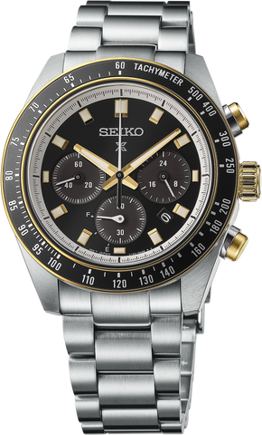 Seiko chronograph 100m black and gold discount